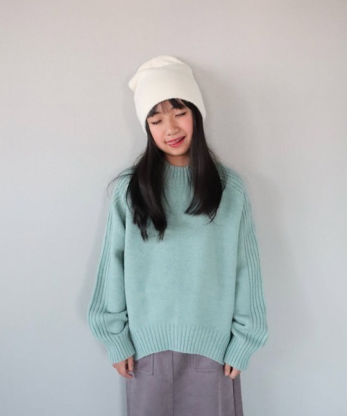 ikka（イッカ）の「【親子コーデ】サイドスリットニットプルオーバー（120~160cm）（ニット/セーター・キッズ・ベージュ/グリーン・120/130/140/150/160）」の7枚目の写真