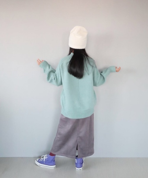 ikka（イッカ）の「【親子コーデ】サイドスリットニットプルオーバー（120~160cm）（ニット/セーター・キッズ・ベージュ/グリーン・120/130/140/150/160）」の8枚目の写真