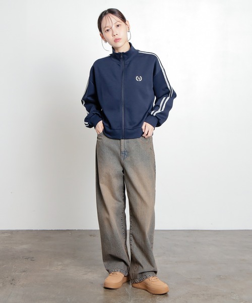 Honeys(ハニーズ)の「ゆるトラックジャケット(ジャージ・レディース・サックスブルー/アイボリー/ネイビー・L/S/M)」の10枚目の写真
