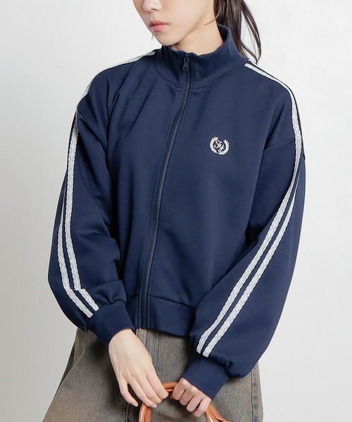 Honeys(ハニーズ)の「ゆるトラックジャケット(ジャージ・レディース・サックスブルー/アイボリー/ネイビー・L/S/M)」の12枚目の写真