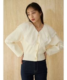 SNIDEL | レースカラーニットプルオーバー(ニット/セーター)