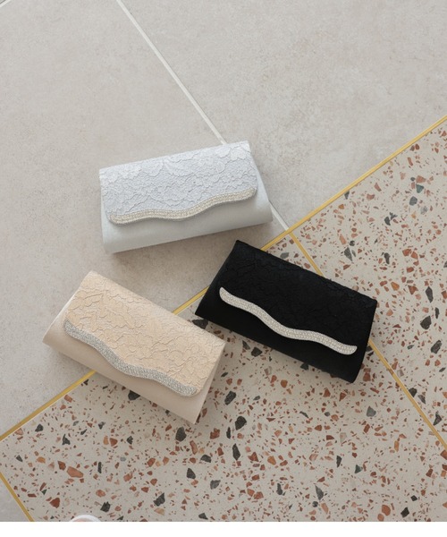 Cupid Heart（キューピッドハート）の「【Cupid Heart】結婚式用！波型ビジューレースbag（クラッチバッグ・レディース・ブラック/ベージュ/シルバー・MEDIUM）」の10枚目の写真