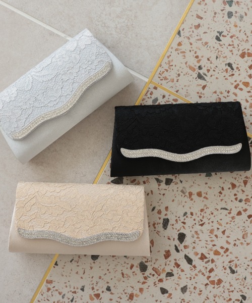 Cupid Heart（キューピッドハート）の「【Cupid Heart】結婚式用！波型ビジューレースbag（クラッチバッグ・レディース・ブラック/ベージュ/シルバー・MEDIUM）」の16枚目の写真