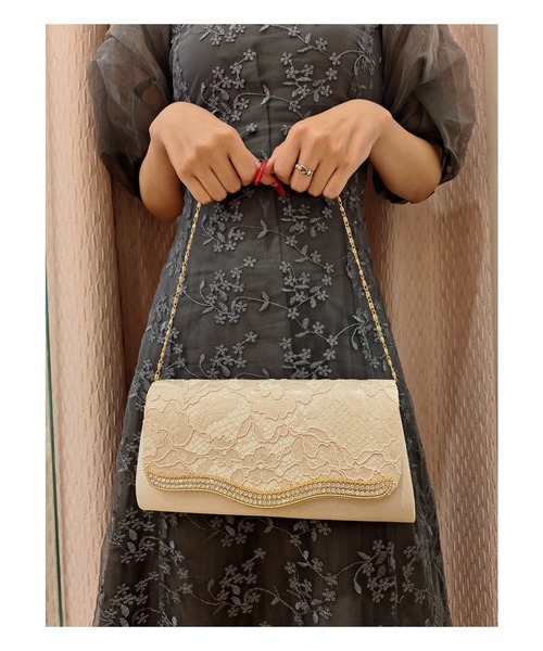 Cupid Heart（キューピッドハート）の「【Cupid Heart】結婚式用！波型ビジューレースbag（クラッチバッグ・レディース・ブラック/ベージュ/シルバー・MEDIUM）」の20枚目の写真