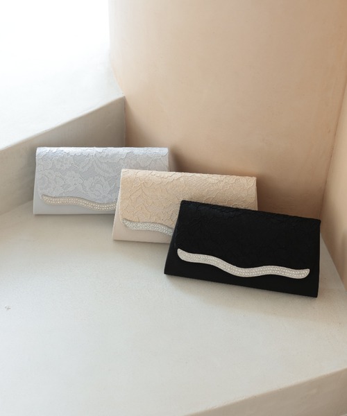 Cupid Heart（キューピッドハート）の「【Cupid Heart】結婚式用！波型ビジューレースbag（クラッチバッグ・レディース・ブラック/ベージュ/シルバー・MEDIUM）」の22枚目の写真