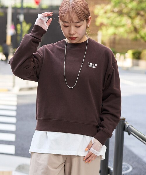 coen(コーエン)の「【新色登場】COEN(コーエン)ロゴ刺繍 C/N裏毛スウェット(スウェット・レディース・ブラック/ナチュラル/ライトグレー/ダークブラウン/レッド/ライトブルー/その他1/オフホワイト/その他2/ダークグレー/イエロー/ライトピンク・M/L)」の6枚目の写真
