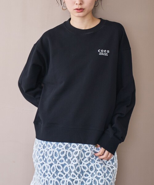 coen(コーエン)の「【新色登場】COEN(コーエン)ロゴ刺繍 C/N裏毛スウェット(スウェット・レディース・ブラック/ナチュラル/ライトグレー/ダークブラウン/レッド/ライトブルー/その他1/オフホワイト/その他2/ダークグレー/イエロー/ライトピンク・M/L)」の3枚目の写真