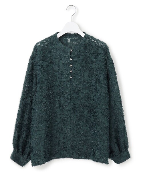 23区(ニジュウサンク)の「【洗える】シアーカットジャカード ブラウス(シャツ/ブラウス・レディース・ブラック系/パイングリーン系/アイボリー系・38)」の10枚目の写真