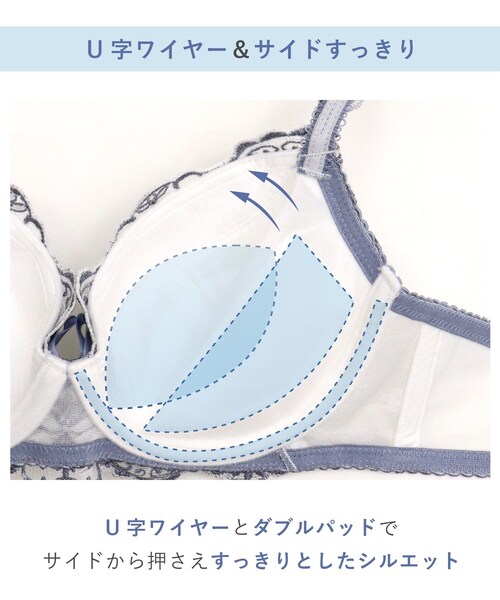 Risa Magli(リサマリ)の「フェリーチェ ブラジャー (D-F) <サイドシェイプ>(ブラジャー・レディース・ネイビー/アイボリー/ベビーピンク・E75/E70/E65/D75/D65/D70/F80/D80/E80/F75/F70/F65)」の8枚目の写真