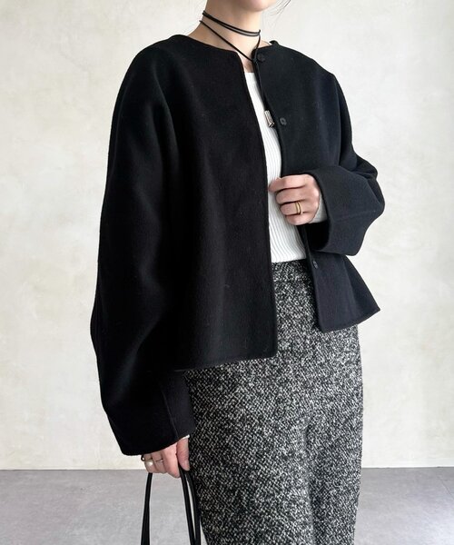 BEARDSLEY(ビアズリー)の「《15 quinze》リバーショート羽織(その他アウター・レディース・ベージュ/ブラック・FREE)」の22枚目の写真