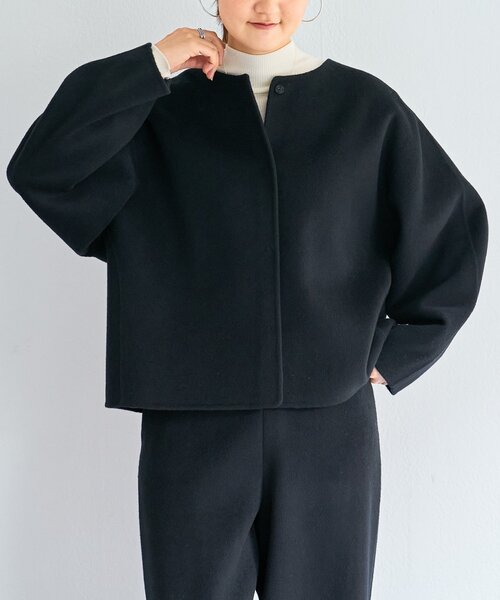 BEARDSLEY(ビアズリー)の「《15 quinze》リバーショート羽織(その他アウター・レディース・ベージュ/ブラック・FREE)」の5枚目の写真