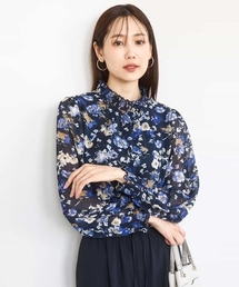 MK MICHEL KLEIN | クラシックフラワープリント シフォンブラウス/洗える(シャツ/ブラウス)