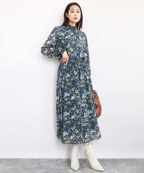 MK MICHEL KLEIN（エムケーミッシェルクラン）の「クラシックフラワープリント シフォンブラウス/洗える（シャツ/ブラウス・レディース・ダークインディゴブルー/ネイビー・38）」の13枚目の写真