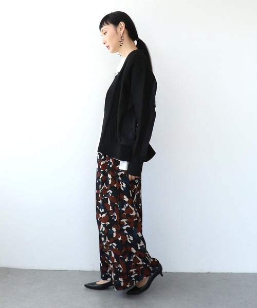 Three Four Time（ｽﾘｰﾌｫｰﾀｲﾑ）の「ケーブル布帛ドッキングジップブルゾン（ブルゾン・レディース・ブラック/カーキ・FREE）」の7枚目の写真