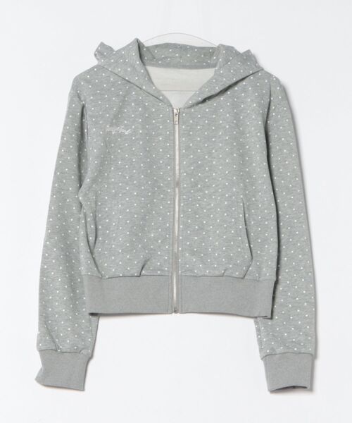 Never mind the XU / Chikashitsu+（ネバーマインド ザ エックスユー / チカシツプラス）の「【nmtc+】dot zip up hoodie / 【エヌエムティーシープラス】ドットジップパーカー（パーカー・レディース・グレー/ブラック・ONE SIZE）」の11枚目の写真