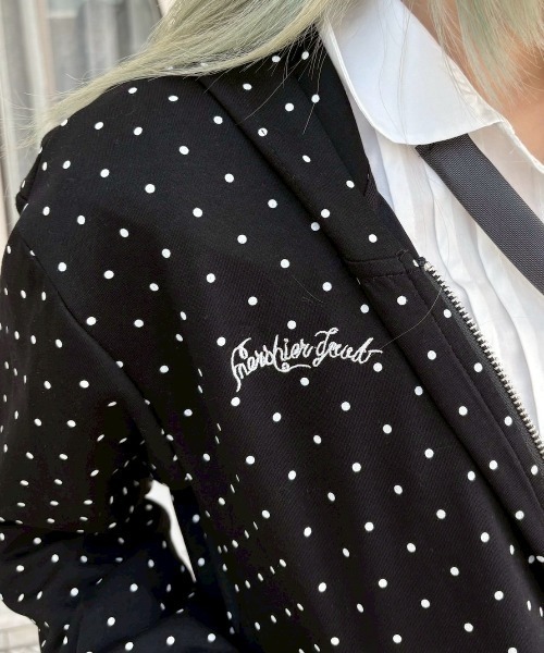 Never mind the XU / Chikashitsu+（ネバーマインド ザ エックスユー / チカシツプラス）の「【nmtc+】dot zip up hoodie / 【エヌエムティーシープラス】ドットジップパーカー（パーカー・レディース・グレー/ブラック・ONE SIZE）」の20枚目の写真