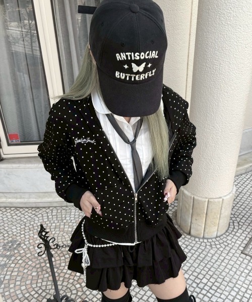 Never mind the XU / Chikashitsu+（ネバーマインド ザ エックスユー / チカシツプラス）の「【nmtc+】dot zip up hoodie / 【エヌエムティーシープラス】ドットジップパーカー（パーカー・レディース・グレー/ブラック・ONE SIZE）」の17枚目の写真