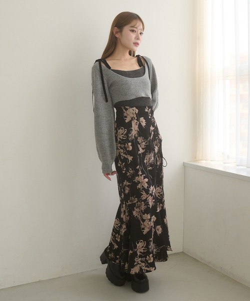 Ambre Neige(アンブルネージュ)の「velvet ribbon knit set / ベロアリボンニットセット(ニット/セーター・レディース・ブラウン系その他/ライトベージュ/チャコールグレー・FREE)」の15枚目の写真