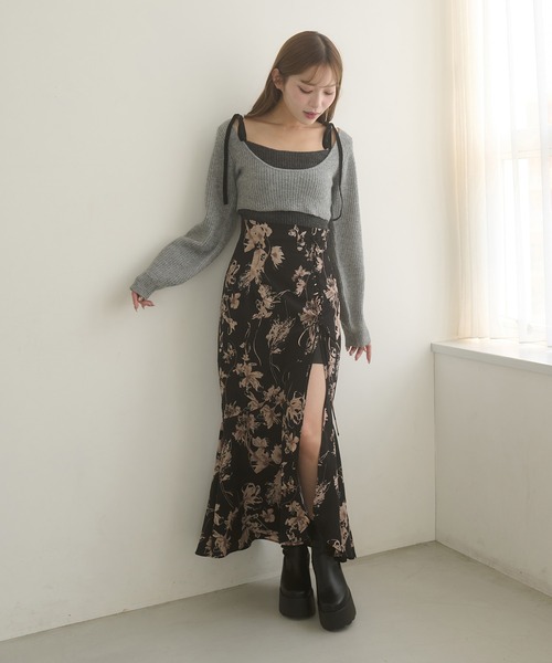 Ambre Neige(アンブルネージュ)の「velvet ribbon knit set / ベロアリボンニットセット(ニット/セーター・レディース・ブラウン系その他/ライトベージュ/チャコールグレー・FREE)」の16枚目の写真