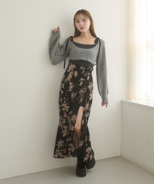 Ambre Neige(アンブルネージュ)の「velvet ribbon knit set / ベロアリボンニットセット(ニット/セーター・レディース・ブラウン系その他/ライトベージュ/チャコールグレー・FREE)」の17枚目の写真