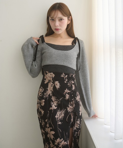 Ambre Neige(アンブルネージュ)の「velvet ribbon knit set / ベロアリボンニットセット(ニット/セーター・レディース・ブラウン系その他/ライトベージュ/チャコールグレー・FREE)」の14枚目の写真