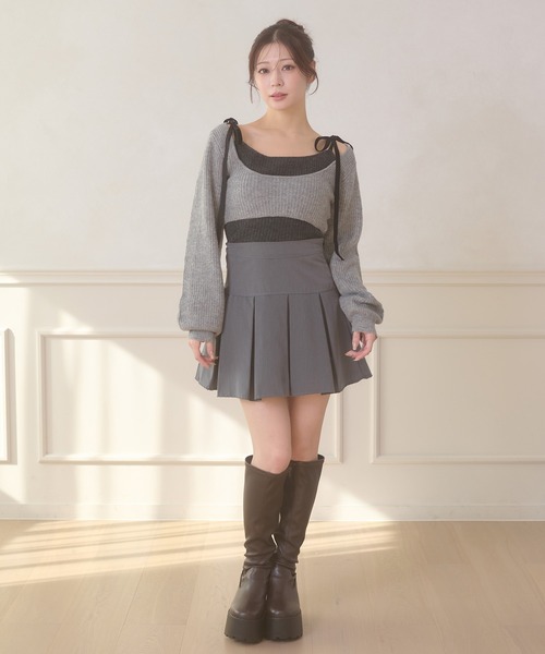 Ambre Neige(アンブルネージュ)の「velvet ribbon knit set / ベロアリボンニットセット(ニット/セーター・レディース・ブラウン系その他/ライトベージュ/チャコールグレー・FREE)」の9枚目の写真
