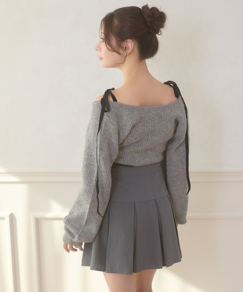 Ambre Neige(アンブルネージュ)の「velvet ribbon knit set / ベロアリボンニットセット(ニット/セーター・レディース・ブラウン系その他/ライトベージュ/チャコールグレー・FREE)」の8枚目の写真