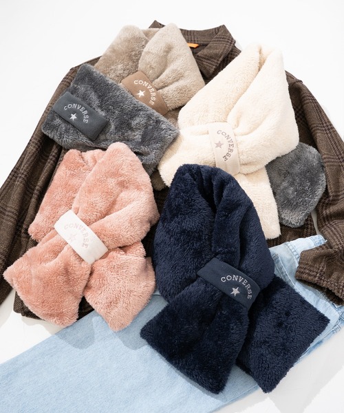 CONVERSE(コンバース)の「【CONVERSE】CV boa scarf with fleece band /マフラー/襟巻き/コンバース(マフラー・レディース・ピンク/グレー/ベージュ/ネイビー/ブラウン・FREE)」の12枚目の写真