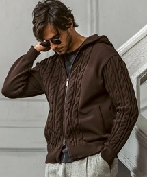 AKM Contemporary | 【WEB・直営店限定】AKM Contemporary(エイケイエムコンテンポラリー)クレイジーパターン サイドケーブル ニットパーカー(伸縮性/ストレッチ性)(パーカー)