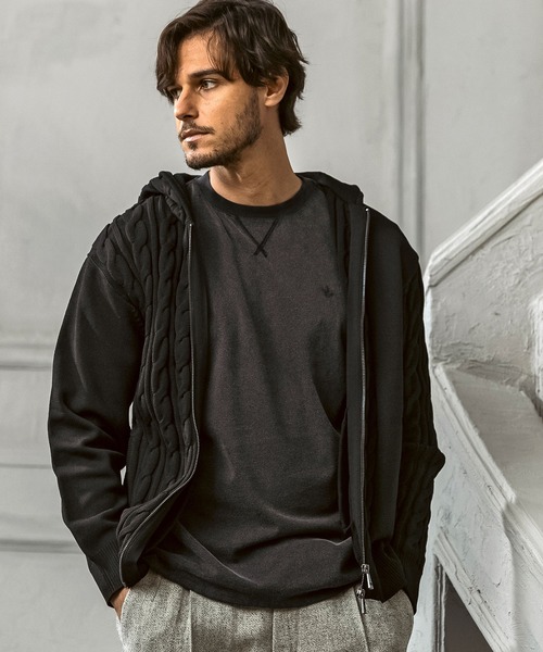 AKM Contemporary（エイケイエムコンテンポラリー）の「【WEB・直営店限定】AKM Contemporary(エイケイエムコンテンポラリー)クレイジーパターン サイドケーブル ニットパーカー(伸縮性/ストレッチ性)（パーカー・メンズ・ブラック/ホワイト/ブラウン・S/M/L/XL/XXL）」の12枚目の写真