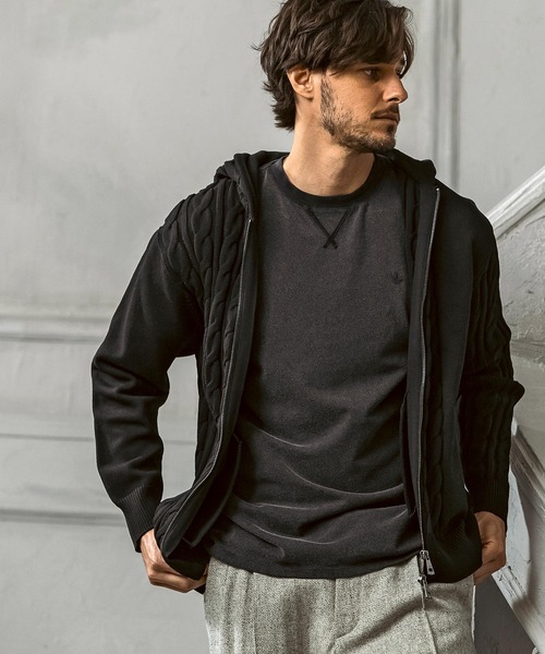 AKM Contemporary（エイケイエムコンテンポラリー）の「【WEB・直営店限定】AKM Contemporary(エイケイエムコンテンポラリー)クレイジーパターン サイドケーブル ニットパーカー(伸縮性/ストレッチ性)（パーカー・メンズ・ブラック/ホワイト/ブラウン・S/M/L/XL/XXL）」の16枚目の写真