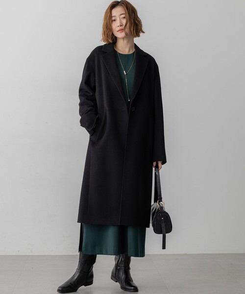 23区（ニジュウサンク）の「ウールカシミヤビーバー チェスター コート（チェスターコート・レディース・ブラック系/黄土色系/グレー系・40/38/36）」の7枚目の写真