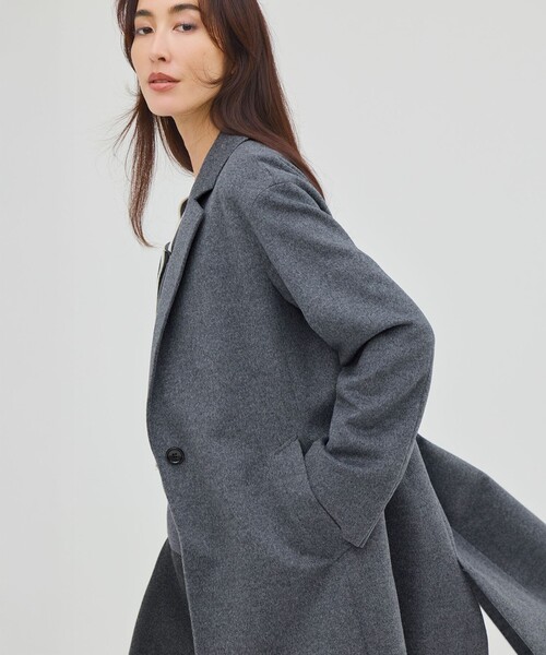 23区（ニジュウサンク）の「ウールカシミヤビーバー チェスター コート（チェスターコート・レディース・ブラック系/黄土色系/グレー系・40/38/36）」の9枚目の写真