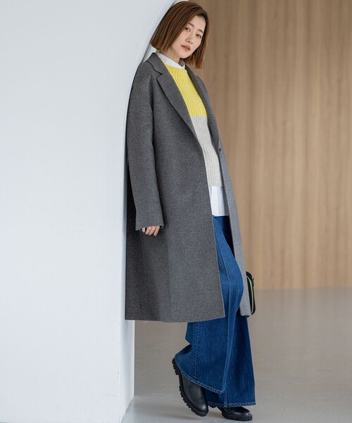 23区（ニジュウサンク）の「ウールカシミヤビーバー チェスター コート（チェスターコート・レディース・ブラック系/黄土色系/グレー系・40/38/36）」の11枚目の写真