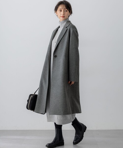 23区（ニジュウサンク）の「ウールカシミヤビーバー チェスター コート（チェスターコート・レディース・ブラック系/黄土色系/グレー系・40/38/36）」の13枚目の写真