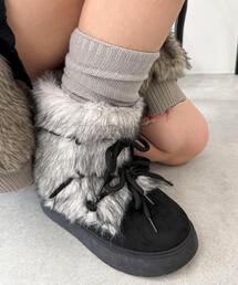 WEGO | WEGO/【25年秋冬新作】ボリュームファーレースアップフェイクムートンブーツ(ブーツ)