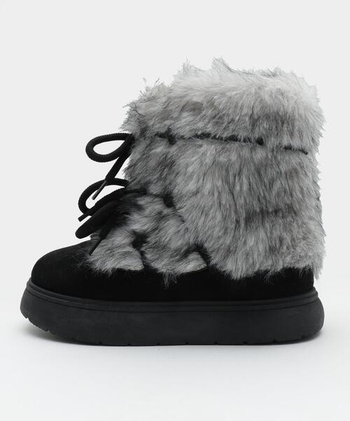 WEGO（ウィゴー）の「WEGO/ボリュームファーレースアップフェイクムートンブーツ（ブーツ・レディース・ブラック/ベージュ・LARGE/MEDIUM/X-LARGE）」の17枚目の写真