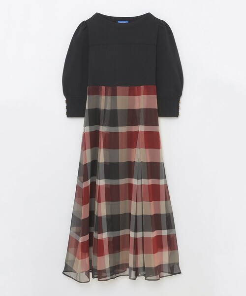 ブルーレーベル　クレストブリッジ　ワンピース　人気　新作 予約販売】シフォンコンビドレス（ワンピース）｜BLUE LABEL