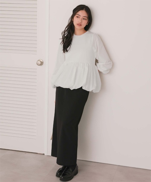 titivate（ティティベイト）の「バックパール釦ドッキングペプラムトップス（Tシャツ/カットソー・レディース・オフホワイト/ブラック/ネイビー・L/M/S）」の10枚目の写真