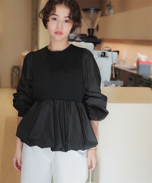titivate（ティティベイト）の「バックパール釦ドッキングペプラムトップス（Tシャツ/カットソー・レディース・オフホワイト/ブラック/ネイビー・L/M/S）」の21枚目の写真
