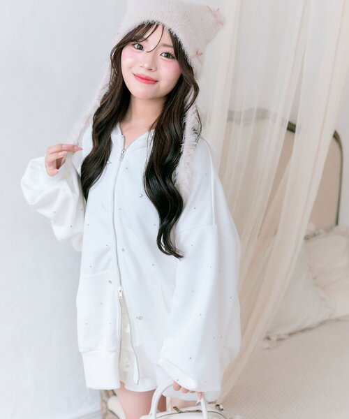 OLIVE des OLIVE（オリーブデオリーブ）の「キラキラZIPパーカー（パーカー・レディース・チャコールグレー/ピンク/オフホワイト/ブラック・FREE）」の18枚目の写真