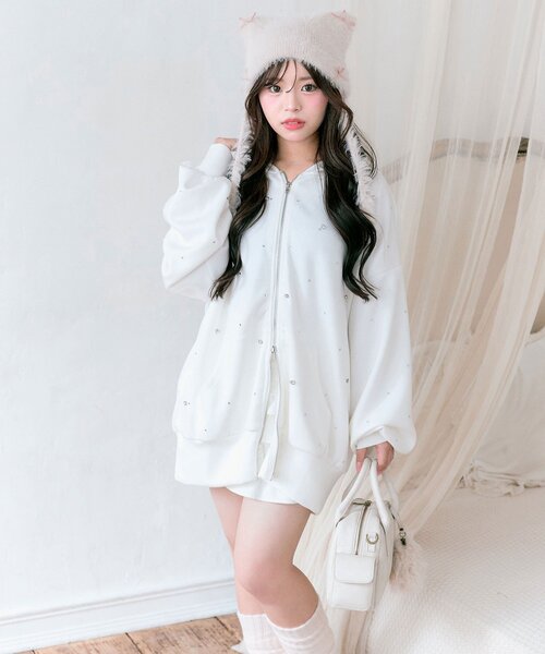 OLIVE des OLIVE（オリーブデオリーブ）の「キラキラZIPパーカー（パーカー・レディース・チャコールグレー/ピンク/オフホワイト/ブラック・FREE）」の20枚目の写真