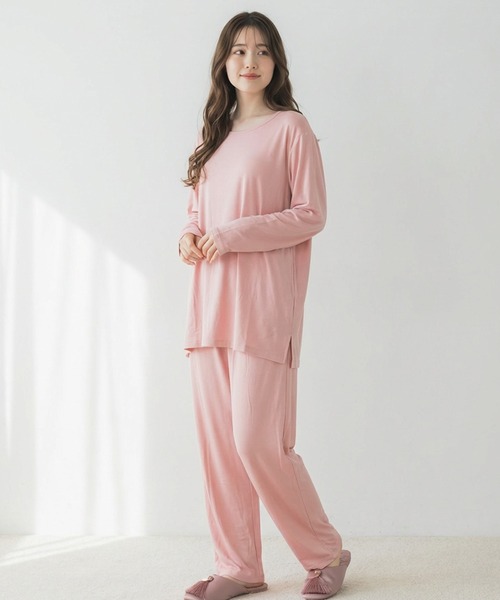 fran de lingerie(フランデランジェリー)の「tororelax とろリラ楽ちん&シンプルなプルオーバー「とろリラ」かぶり上下セット(ルームウェア/パジャマ・レディース・ライトグレー/ブラック/アイボリー/ピンク系その他・M-L)」の1枚目の写真