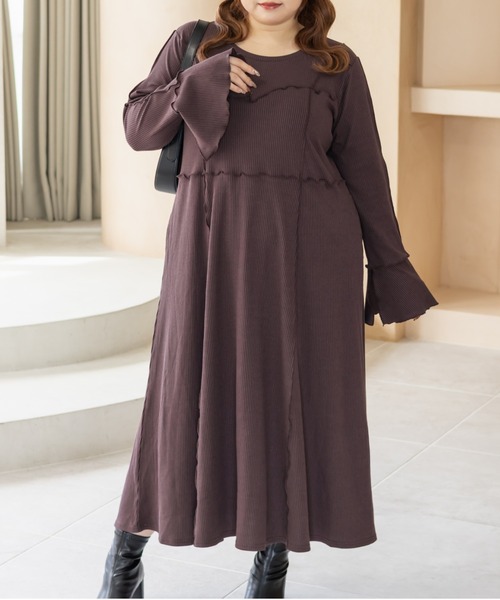 CLETTE(クレット)の「CLETTEオリジナルメロー切替リブワンピース(ワンピース・レディース・モカ/ワイン/チャコールグレー・LL/3L/4L)」の21枚目の写真
