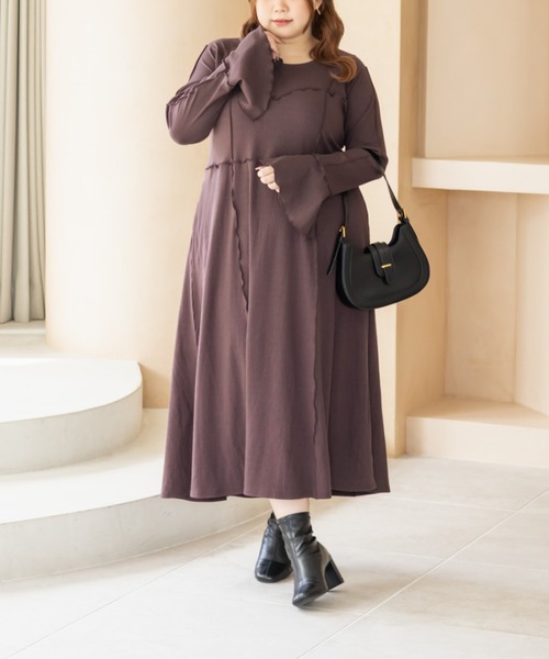 CLETTE(クレット)の「CLETTEオリジナルメロー切替リブワンピース(ワンピース・レディース・モカ/ワイン/チャコールグレー・LL/3L/4L)」の18枚目の写真