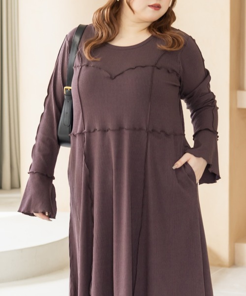 CLETTE(クレット)の「CLETTEオリジナルメロー切替リブワンピース(ワンピース・レディース・モカ/ワイン/チャコールグレー・LL/3L/4L)」の22枚目の写真