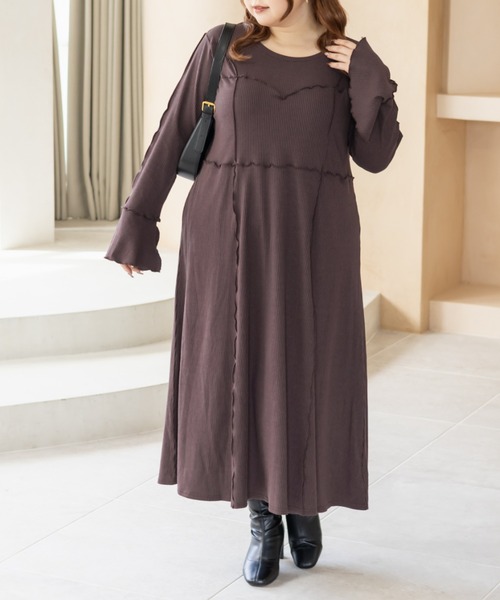 CLETTE(クレット)の「CLETTEオリジナルメロー切替リブワンピース(ワンピース・レディース・モカ/ワイン/チャコールグレー・LL/3L/4L)」の20枚目の写真