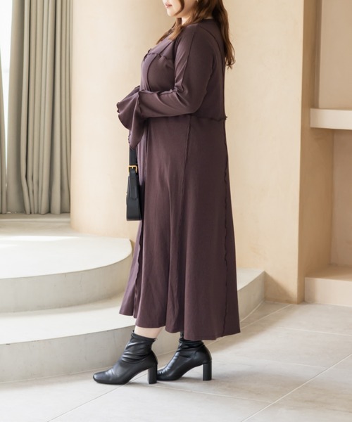 CLETTE(クレット)の「CLETTEオリジナルメロー切替リブワンピース(ワンピース・レディース・モカ/ワイン/チャコールグレー・LL/3L/4L)」の19枚目の写真