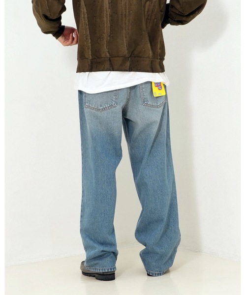Stars Stripes(スターズストライプス)の「【NEO BLUE/ネオブルー】 Tinted Fade Medium Blue Baggy Jeans/バギーデニム ジーンズ フェード加工 ワイドパンツ ストリート 韓国ファッション Y2K ルーズフィット ヴィンテージ加工(デニムパンツ・メンズ・インディゴブルー・32inch/36inch/34inch)」の12枚目の写真