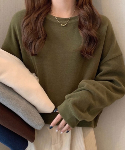 SallyLunn(サリーラン)の「シンプルスウェットトップス(スウェット・レディース・カーキ/ホワイト/ブラウン/グレー/ネイビー・FREE)」の5枚目の写真